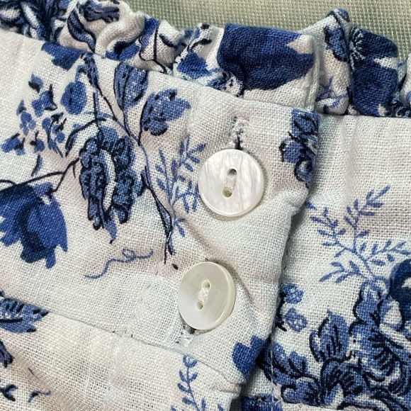Cupcakes & Cashmere Linen Blend Blue Floral Puff Sleeve Women's Size XS - Picture 7 of 10